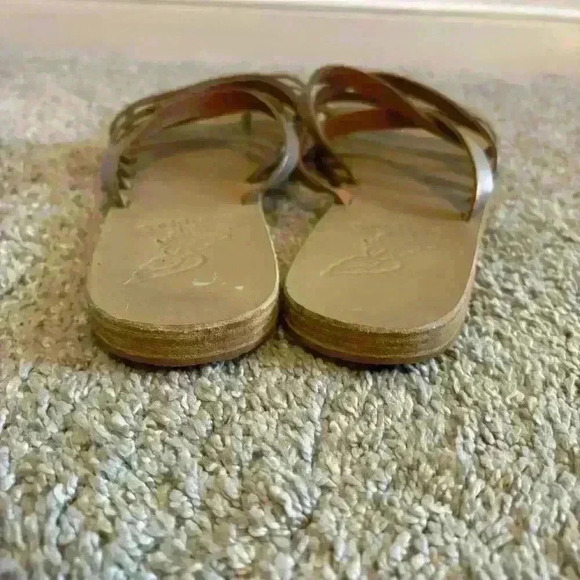 Ancient Greek Sandals Slides Strappy Gold Size 40 Light Gold - Picture 2 of 8